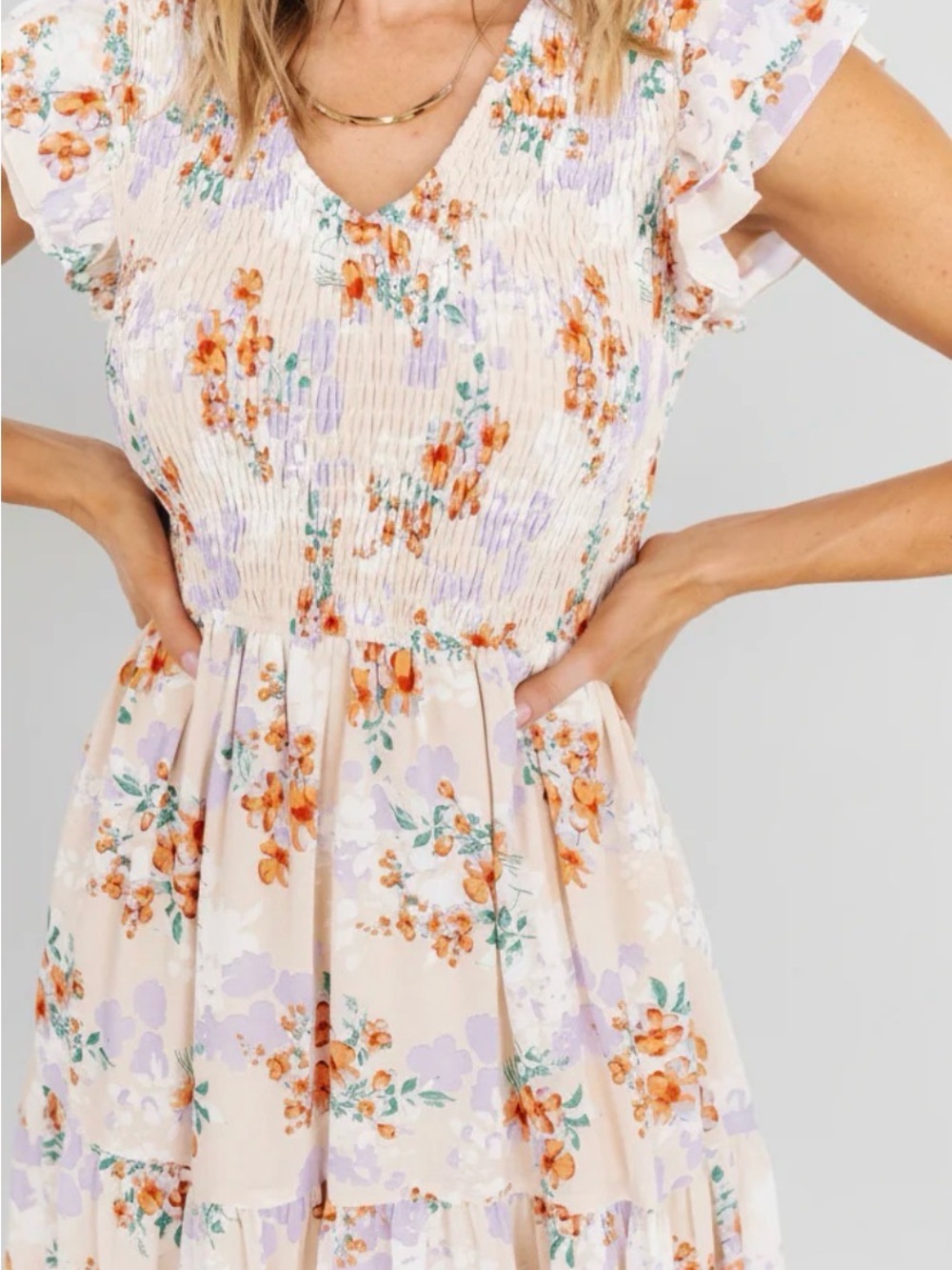 Baltic Born Cream Maxi Dress with Lavender and Orange Floral Print - Picture 6 of 6